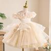 Girls' Formal Flower Girl Princess Dress with Sequined Puffy Skirt - Ideal for Piano Performances