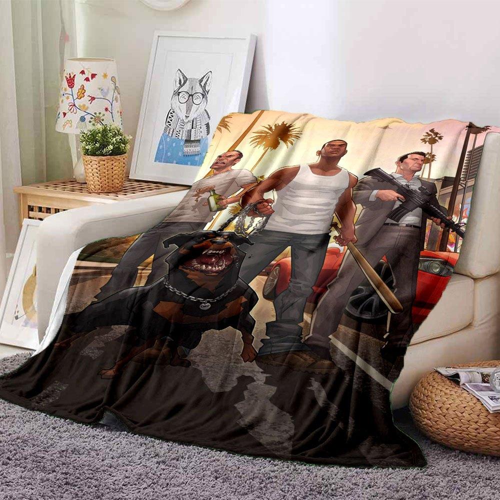 1pc Grand Theft Auto Soft Flannel Blanket with Designer Print A Cozy Blanket for All Seasons, Perfect for the Couch, Bed, Office