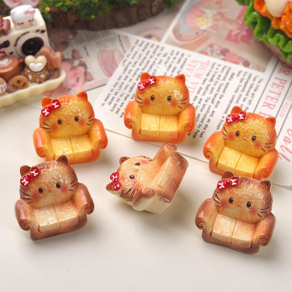 10/40PCS Cartoon DIY resin accessories accessories 3D sofa cat head cream rubber hair clip shoe buckle pendant accessories