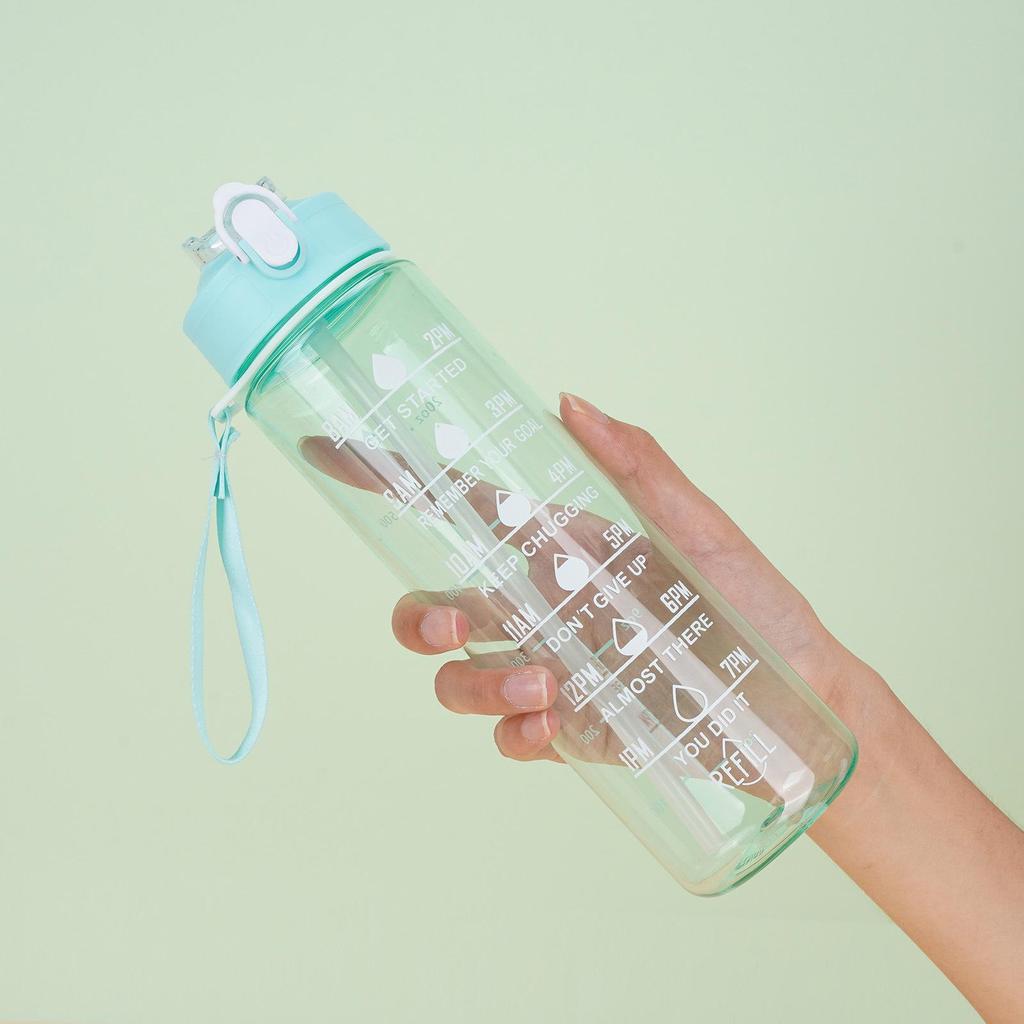 Gradient Color Large Capacity Leakproof Sports Water Bottle with Straw