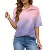Women's Fashion Casual Button Pocket Shirt Short Sleeve Print Lapel Top