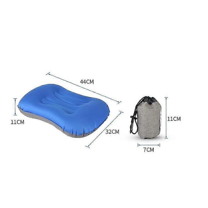 Ink Blue Inflatable Camping Pillow, Ultralight Beach Cushion, Compressible Compact Ergonomic Travel Cushion, Camping Pillows For Hiking, Outdoor, Offi