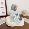 Korean Version of Platform White Shoes Women's Leather Surface 2025 Summer New Chic Niche Design Low-top Versatile Student Board Shoes