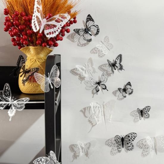 3D Butterfly Wall Decor Removable PVC Butterflies Wall Stickers Multi-Size DIY Removable Wall Art Decal for Kids Bedroom Nursery TV Background