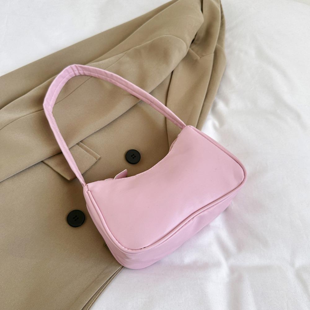 

Fashion Candy Color Underarm Bag PU Leather Small Top-Handle Handbag Soft Shoulder Purse Women