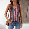 Women's Sleeveless V Neck Tank Top Loose Fit Pleated Star Print Independence Day Shirt Summer Casual Blouse