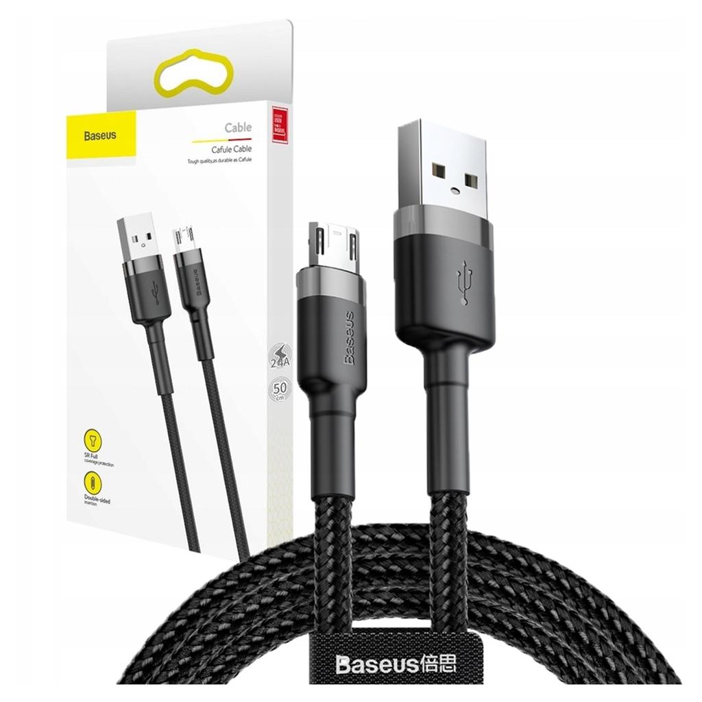 Kabel Usb Do Micro Usb Baseus Cafule 2.4A 0.5M (Szaro-Czarny)