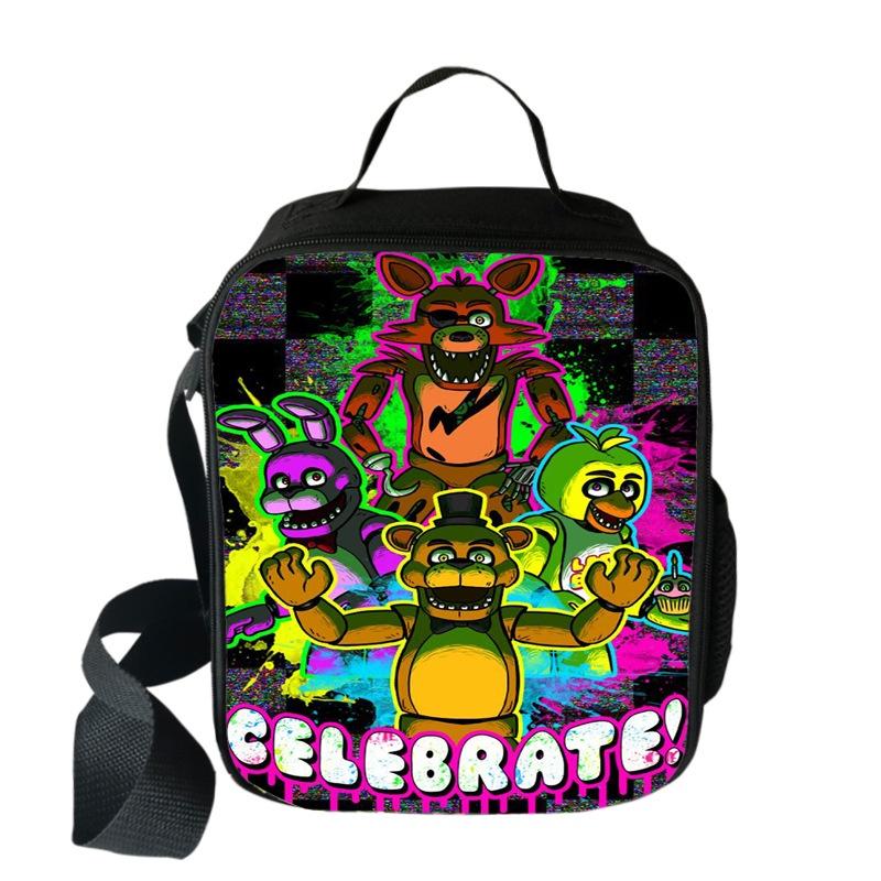 Large Capacity Five Nights At Freddy's 3d Printed Insulated Lunch Bag For Versatile Use