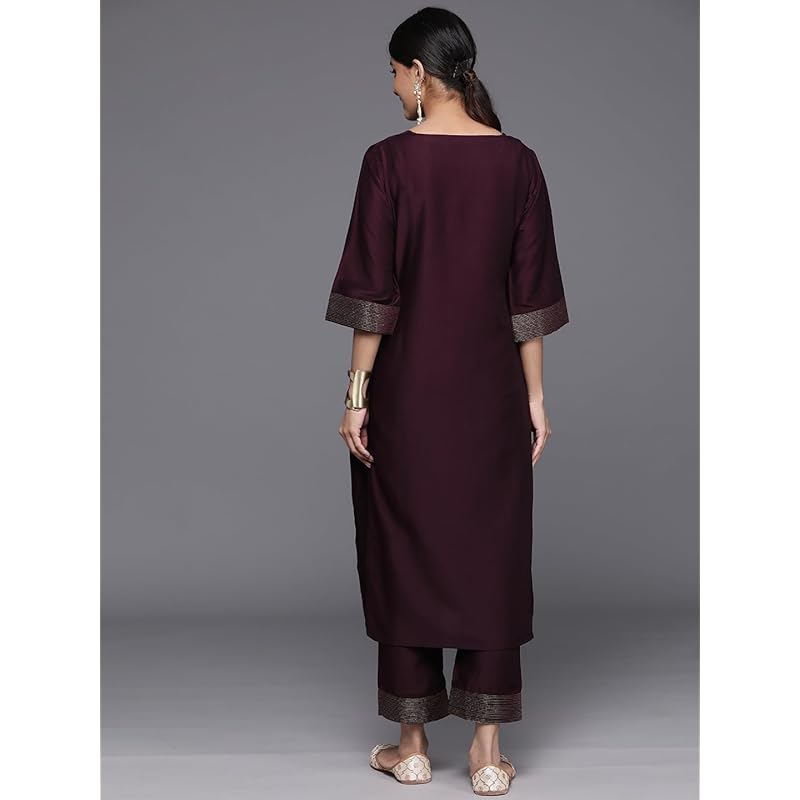 Libas Women s Silk Blend Kurta Sets (34831_Burgundy S бордовый