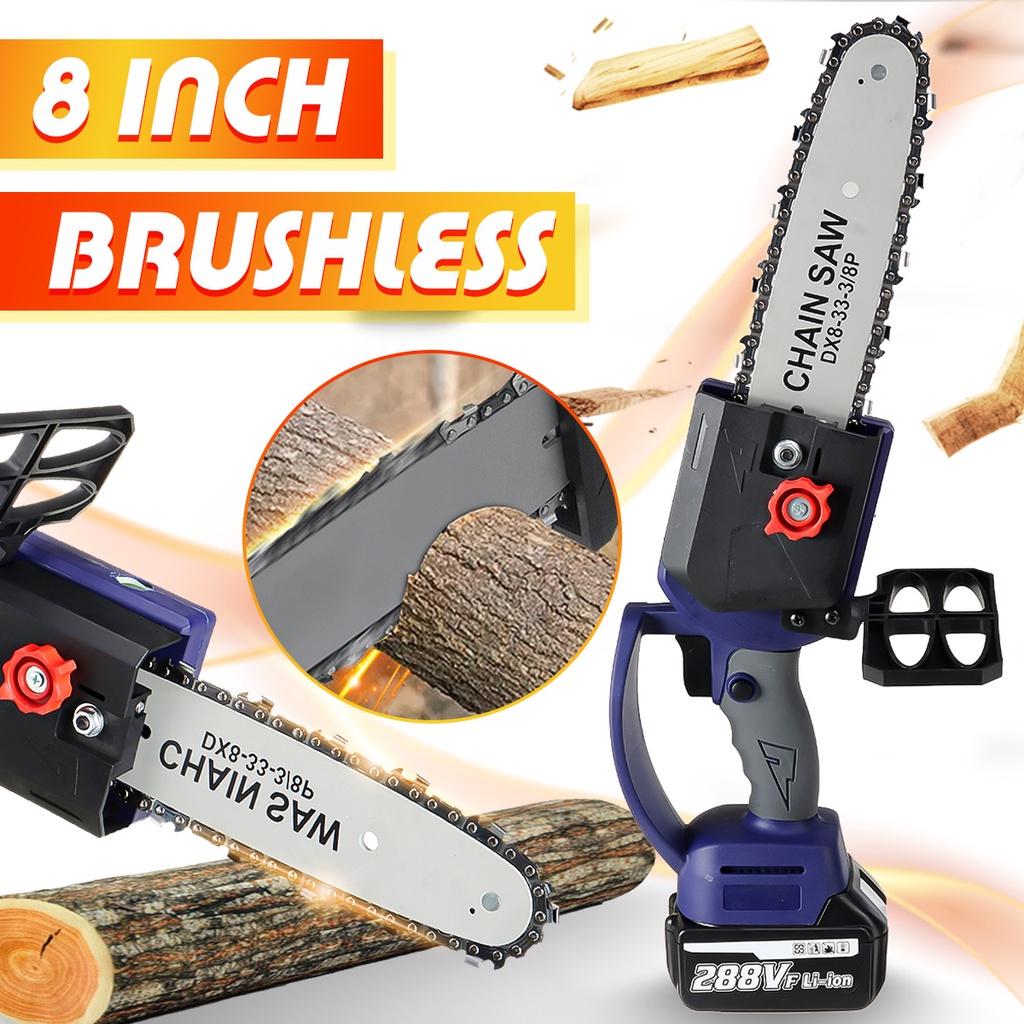 

1800 Вт 8-дюймовая электрическая цепная пила бесщеточная аккумуляторная цепная пила беспроводная пила для резки дерева цепная пила деревообрабатывающий электроинструмент 2 x Batteries