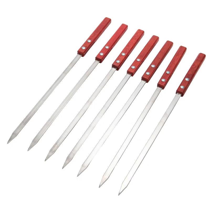 SMVP Large Flat BBQ Skewers with Wooden Handle, 2-Pack