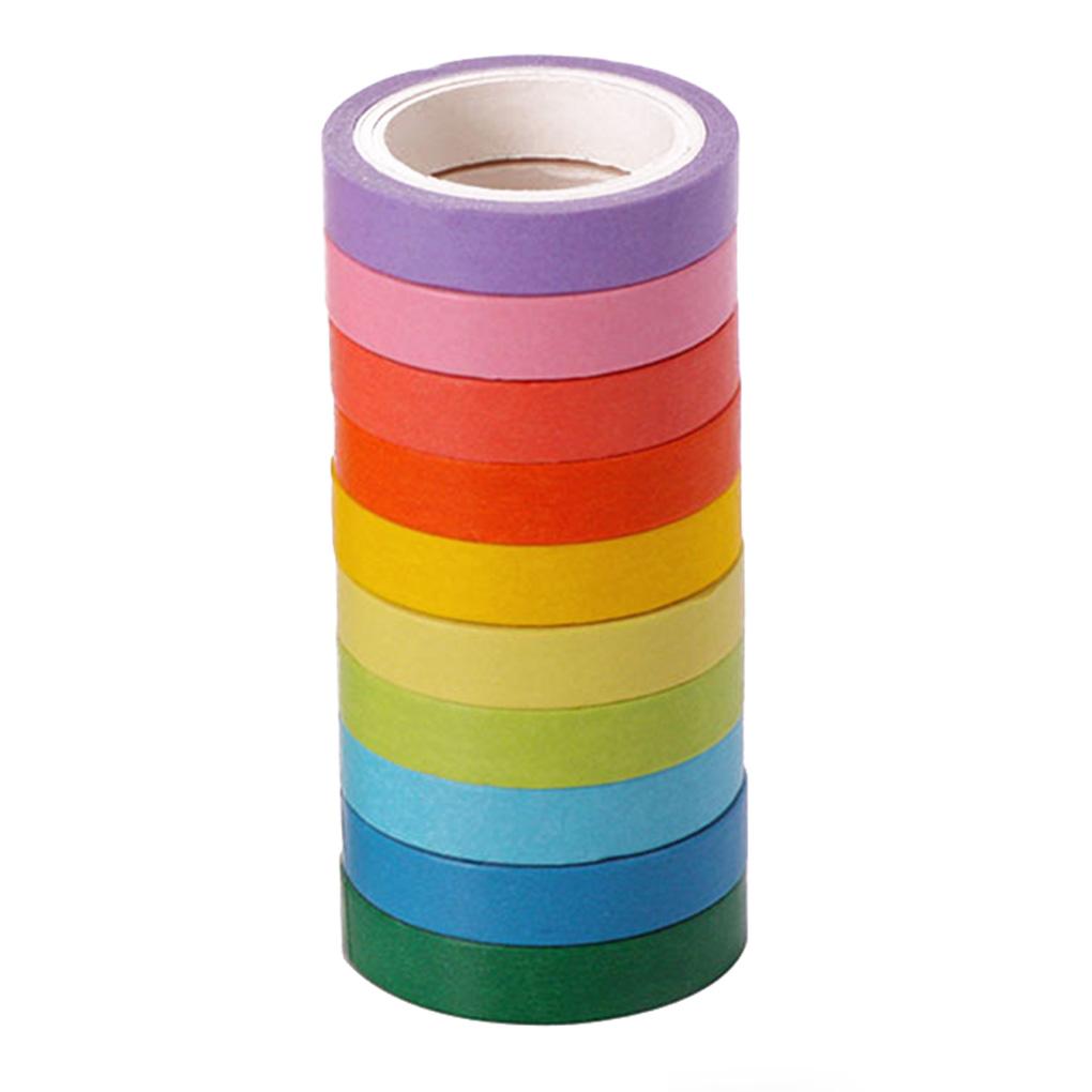

10pcs Solid Color Paper DIY Decorative Tape Sticky Sticker Notebook Dairy Ornaments