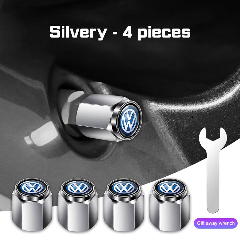 2026 Hot For Volkswagen VW 4pcs Metal Car Wheel Tire Valve Cap Stem Covers Accessories For Volkswagen VW R Polo Golf 8 Tiguan Pa