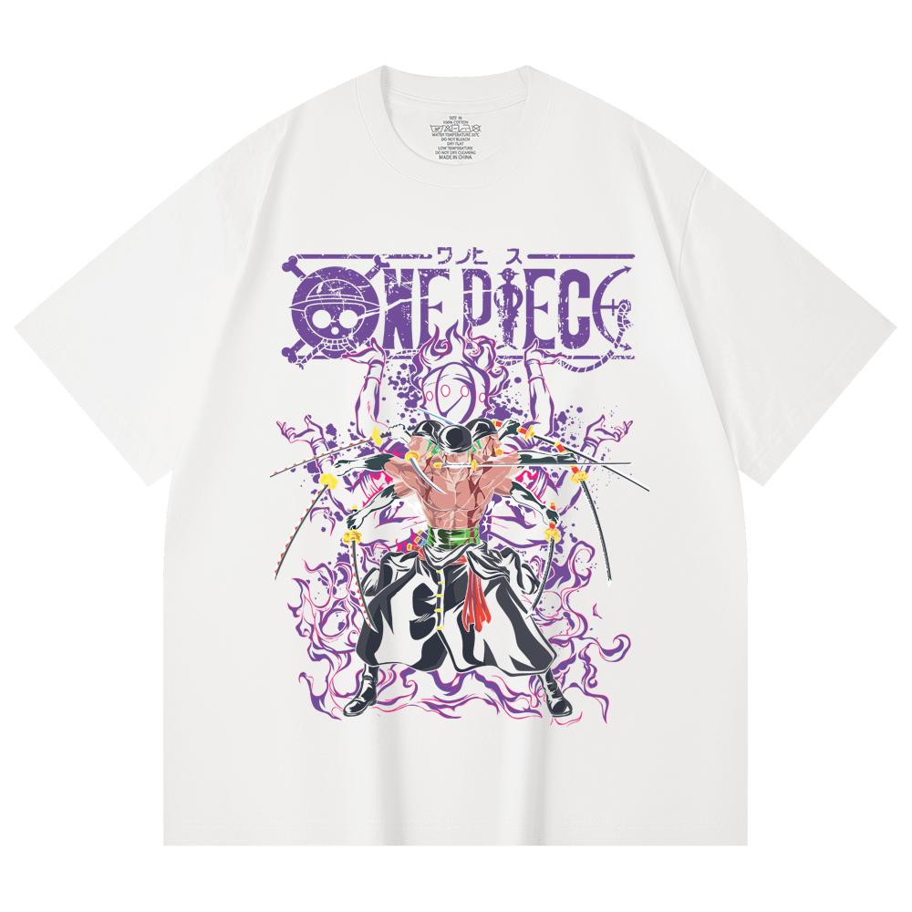 230 Gsm 100% Cotton One Piece V65 Zoro Print Unisex Heavy Cotton T Shirt