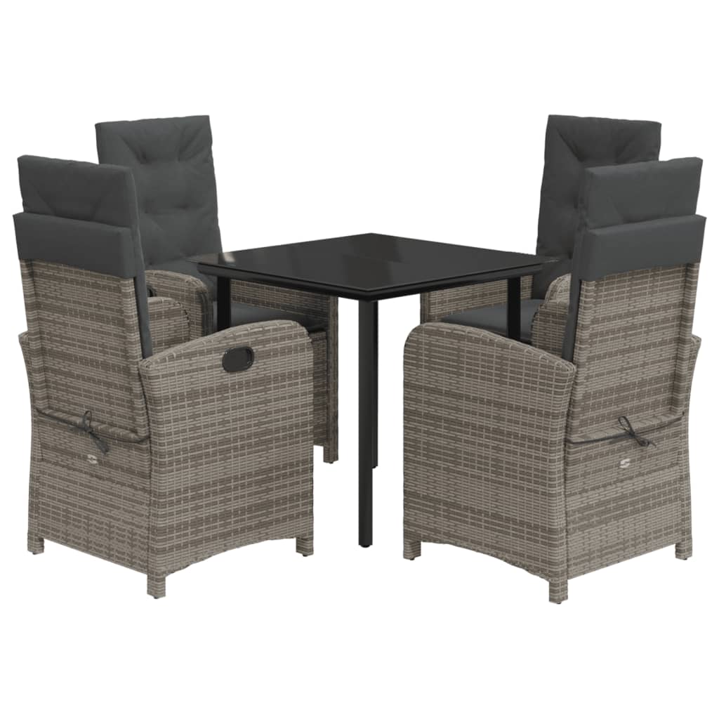 Vidaxl 5-Cz. Gartenmöbel-Set mit Kissen, Grau, PE-Rattan