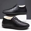 Men's shoes 2025 winter new velvet thickened warm high-top leather cotton shoes lightweight one-pedal anti-lazy shoes