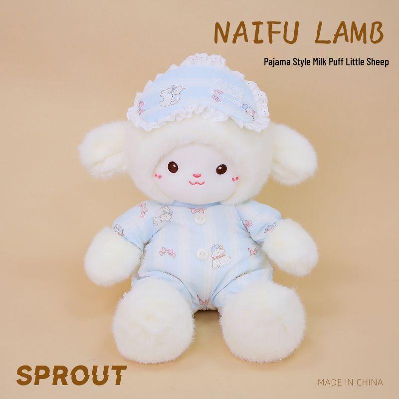 

Adorable Little Sheep Plush Pajamas Hug Pillow - Cute Gift Doll Blue Pajamas - 33cm