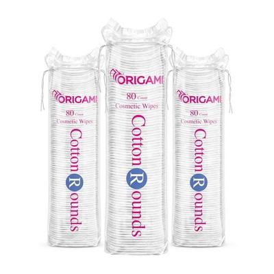 ORIGAMI Cotton Pads – 80 Rounds (Pack of 3) ; Made of 100% Pure Ultra Soft Cotton, for Make Up and Toner Application