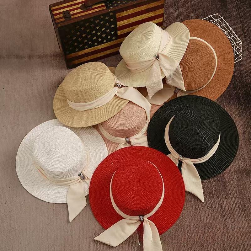 1Pc Women Sun Straw Hat Wide Brim Straw Sun Hat Foldable Packable Beach Summer Hat Foldable Roll Up Floppy Beach Hat For Women