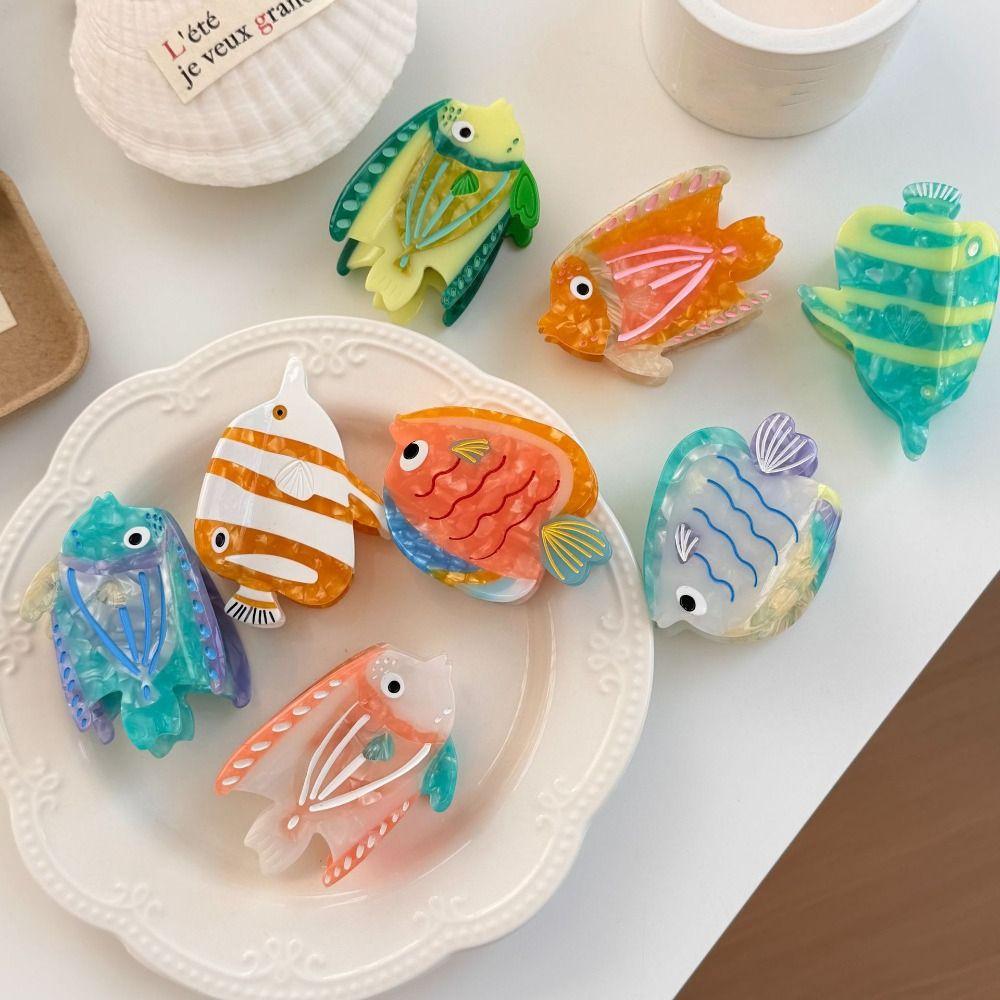 Personalized Hairpin Ocean Fish Hair Claw Acetate Acetic Acid Marine Animals Hair Clip Geometry Colorful Fish Grab Clip Female