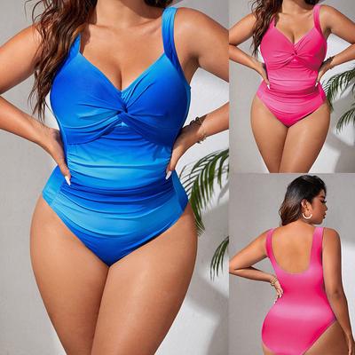 Plus Size Bikini Jednoczęściowy Strój Kąpielowy Kobiety Seksowny Głęboki Dekolt w Serek Kwiatowy Nadruk Bikini Strój Kąpielowy Kostiumy Kąpielowe Tankini