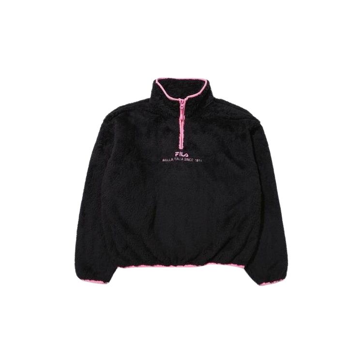 Fila Heritage Boa Stand Collar Pullover Long Sleeve Fleece Jacket Unisex Jackets FS2POD4154F-BLK