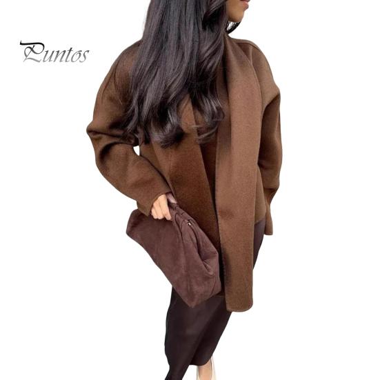 

Женское пальто с шарфом, V-образным вырезом, свободным длинным рукавом, кардиганом, короткой курткой с шалью, однотонная повседневная верхняя одежда для поездок на работу и обратно на весну и осень S верблюд