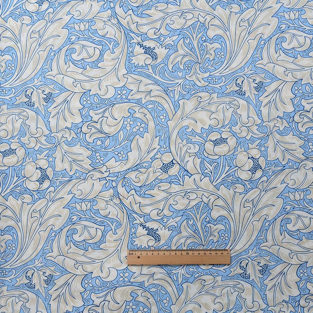 40s Pure Cotton Plain Weave DIY Skirt/Shirt Fabric, Morris Blue Theme