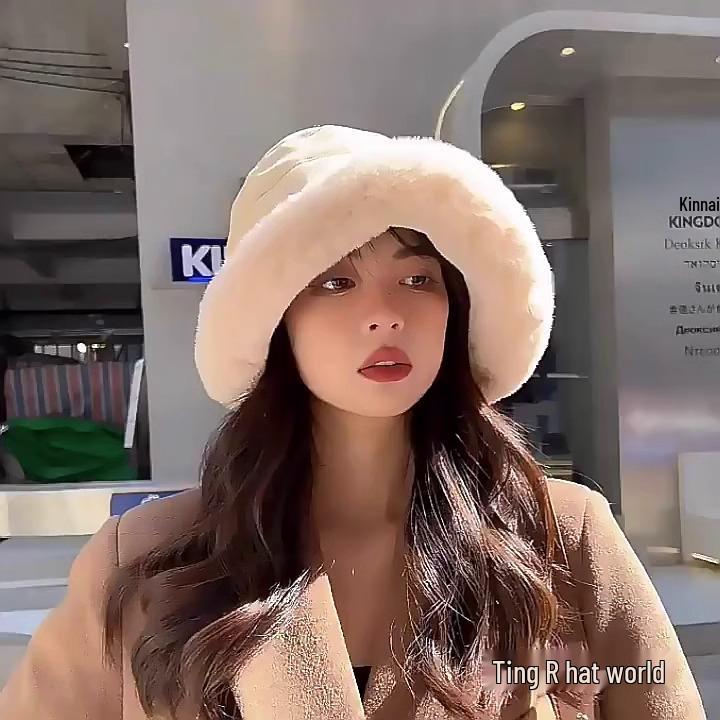 Women's Korean-Style Plush Fisherman Hat: Thickened, Warm, Versatile, Windproof, Cold-Proof with Ear Protection for Autumn & Winter.