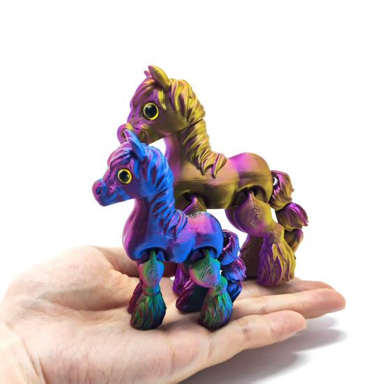 3D Printed Horse Fidget Toy Pony Figurine with Movable Joints Flexible Articulating Animal Model Statue Decoration Ornament