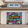 Retro Backdrop Banner - Vibrant Graffiti Design, Urban Retro Style, 80s 90s Theme, Birthday Party Cake Table Decoration