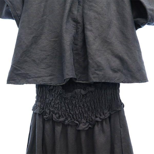 Mila Owen Linen Blend Long Sleeve One Piece Black Women Used