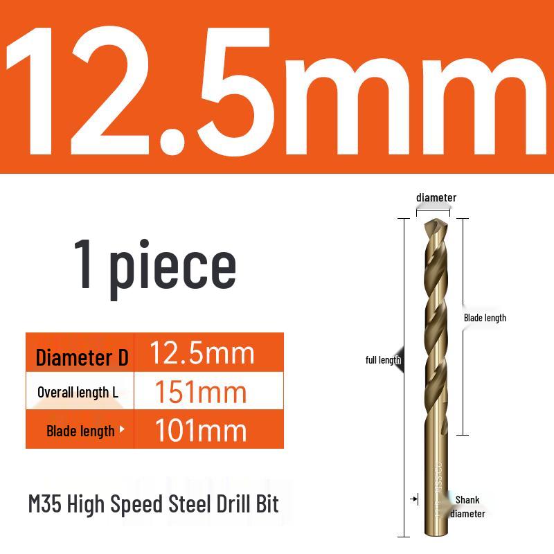 M35 Cobalt Twist Drill Bits Set for Stainless Steel, High Hardness, Straight Shank, Hand & Electric Drills