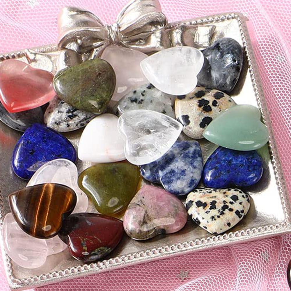 Mini Crystal Hear Gemstone Carving Heart Polished Cute Stones Crafts For Home Garden Lawn Decor Reiki Healing Chakras Meditation