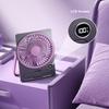 Ultra Thin Mini Fan Usb Rechargeable Card Fan Lcd Digital Display 5-Speed Adjustment Hanging Stand Dual Use Desktop Fan