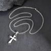 Vnox Men's Punk Cross Necklace, Stainless Steel Cross Pendant with Cuban Link Chain, Vintage Silver Color Jewelry for Men Boys