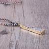 KELITCH Matte Agate Crystal Bead Necklace Gemstone Pendant Statement Long Necklace for Women (Pendant 5)
