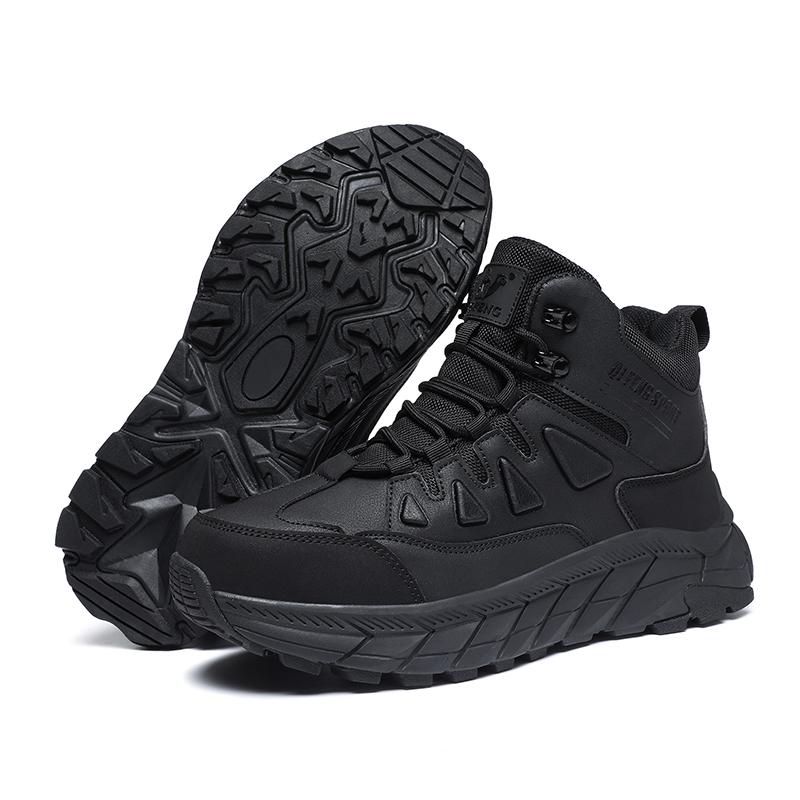Fashion High Quality Leather Hiking Shoes Durable Outdoor Sport Men Trekking Leather Shoes Lace-Up Climbing Hunting Sneakers