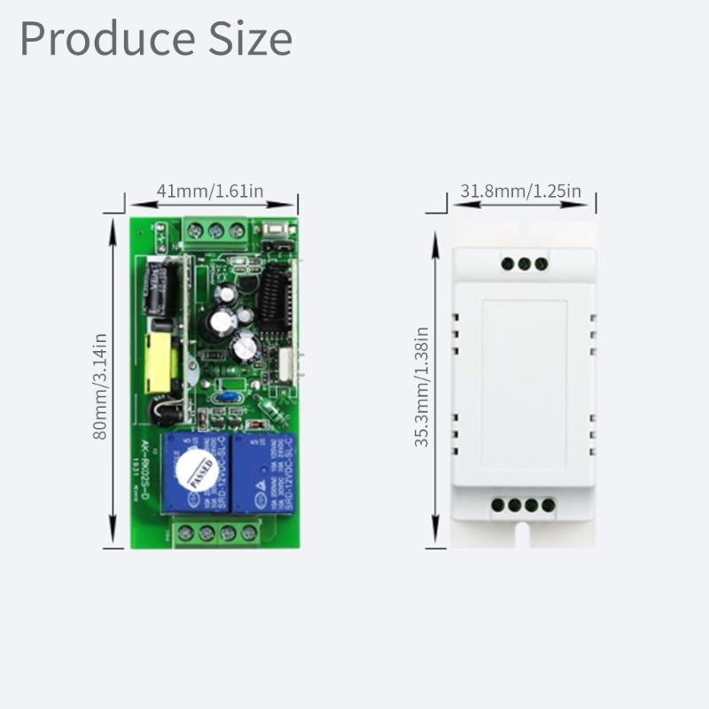 85-250V Learning Control Relays Switches 433MHz 2 Channel Remote Relays Transmitters and Receiver Easy to Use