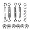 Stainless Steel Outdoor Wire Rope Kit with Carabiner Hook & Tensioner for String Lights and Clothesline.