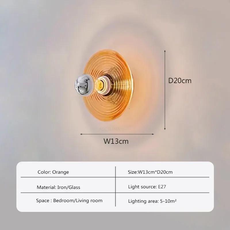 Glass Wall Lamp Design Ceiling Light Home Decor For Living Room Bedroom Bedside Indoor Orange Transparent Round Wall Sconces