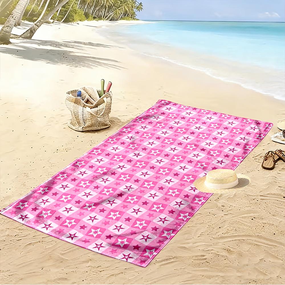 Pink Star Pattern Design Beach Towel Beach towel quick-drying for travel outdoor sports jogging beach and swimming