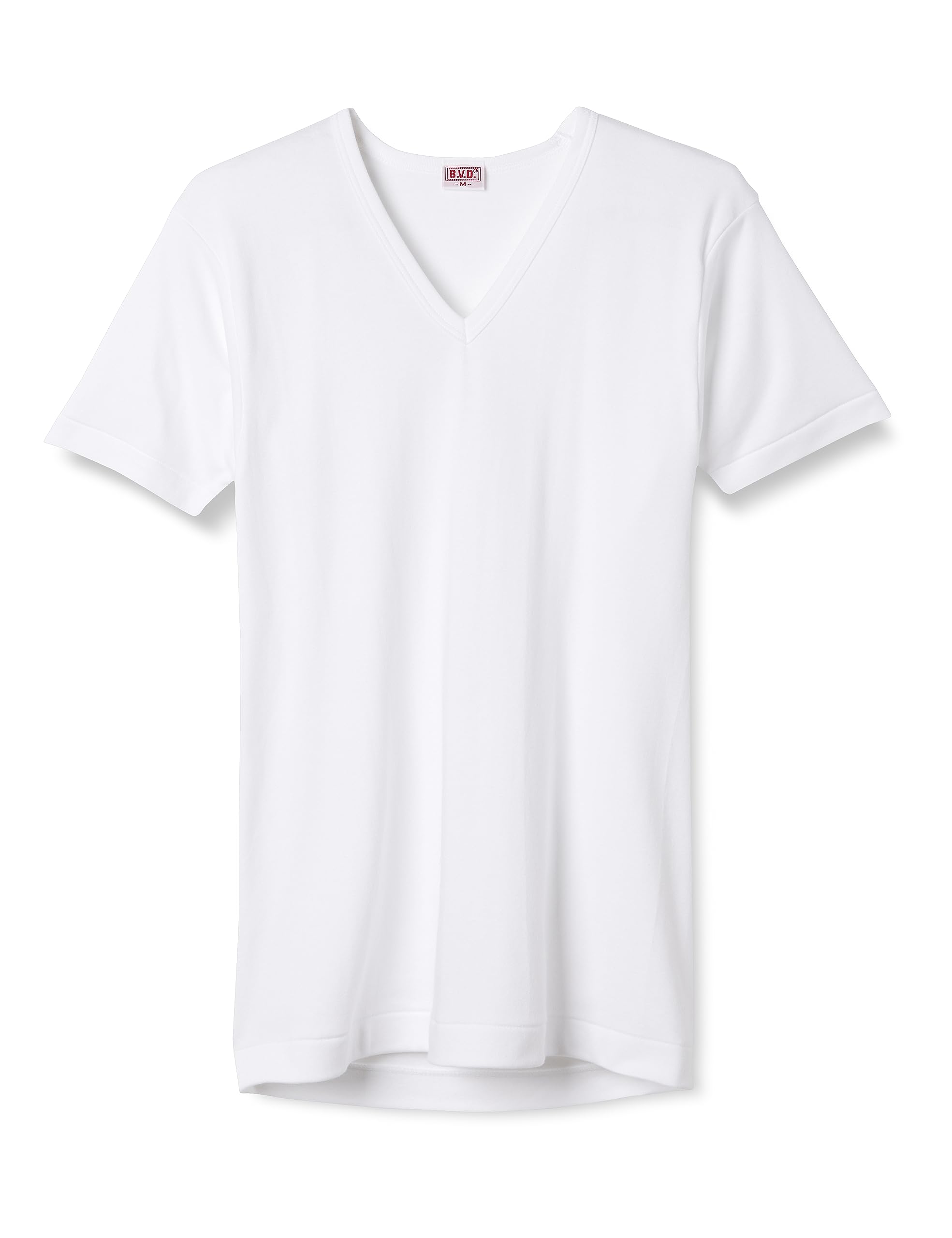 

BVD Мужская футболка с коротким рукавом, теплая, плотная, гладкая, размер M, с V-образным вырезом, нижнее белье, 100% хлопок, ткань, белая, белый