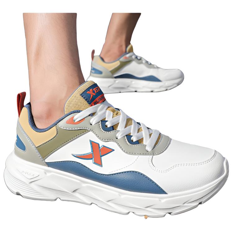 Xtep Fashionable Versatile Comfortable Low-Top Casual Running Shoes Men sneakers White Gray Blue 875319110057-6