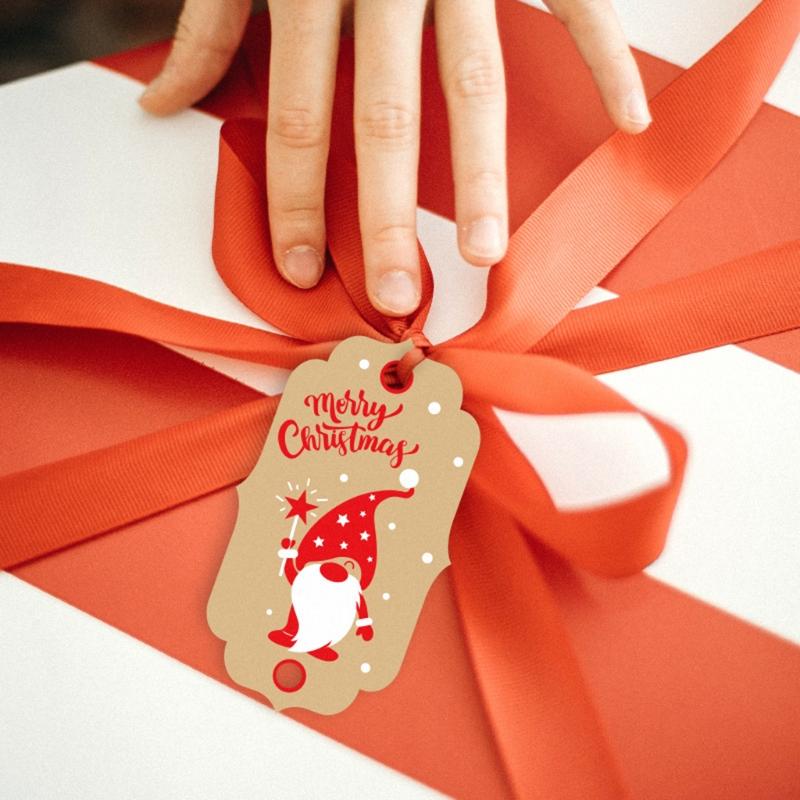 100pcs Merry Christmas Tags Labels with Jute TwineHemp rope String Gift