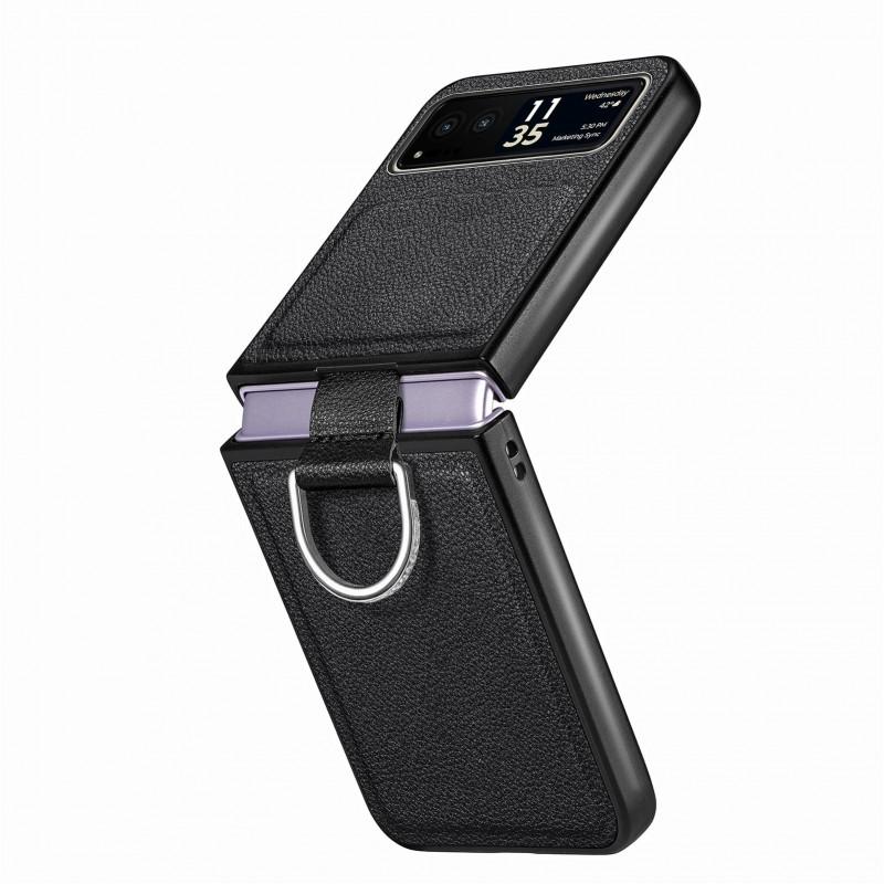 Skórzany Etui Klapka z Pierścieniem Stojakiem do Telefonu Motorola Razr 40 Ultra 50 60 Pełne Pokrycie