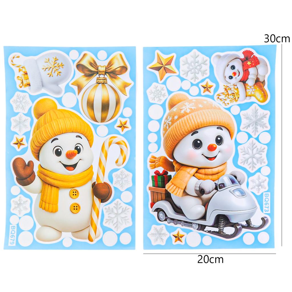 Christmas Window Stickers Winter Snowman Santa Claus Snowflake Reindeer Static Electricity Stickers Ornaments Xmas Home Decor