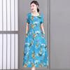 2023 Plus Size Floral Summer Cotton Dress for Middle-Aged Women
