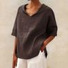 QICED Women's Fashion Casual Solid Color Print Short Sleeve V Neck Blouses & Shirts