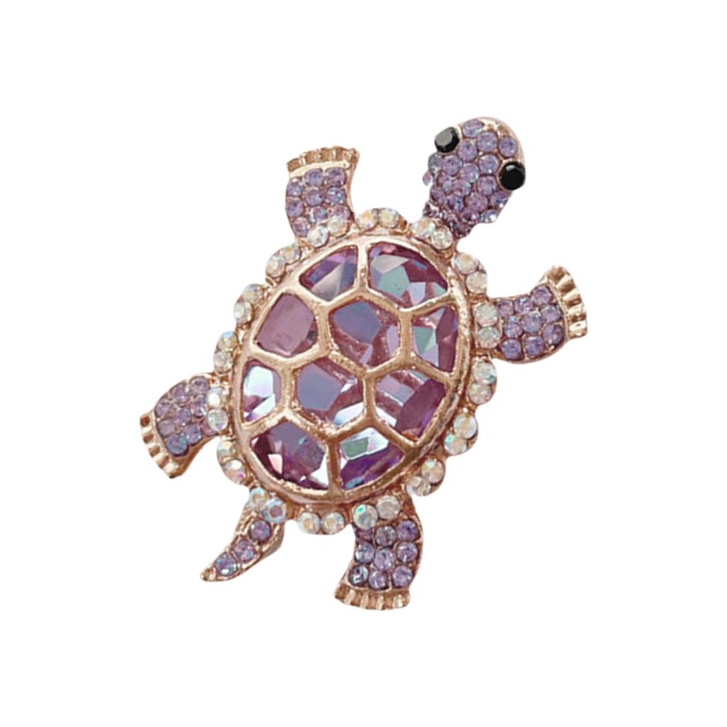 Spilla a forma di tartaruga con strass e chiusura sicura in lega ipoallergenica, spilla da bavero, gioiello per feste, viaggi, regali